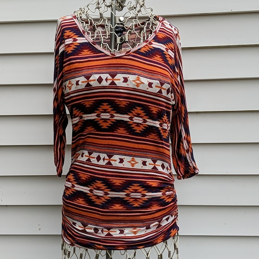 Rue 21 multicolor tribal print half sleeve top